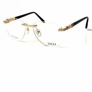 Zilli 60088 C01 Gold Black 58mm Rimless Titanium New Authentic Eyeglasses